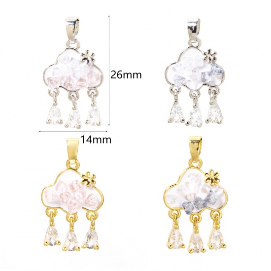 Imagen de 1 Unidad Latón Colección Meteorológica Colgantes Charms Nubes Multicolor Panícula Esmalte Transparente Rhinestone 26mm x 14mm