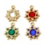 Picture of Eco-friendly Vacuum Plating 304 Stainless Steel Flora Collection Charms 18K Real Gold Plated Flower Multicolor Rhinestone 24mm x 20.5mm