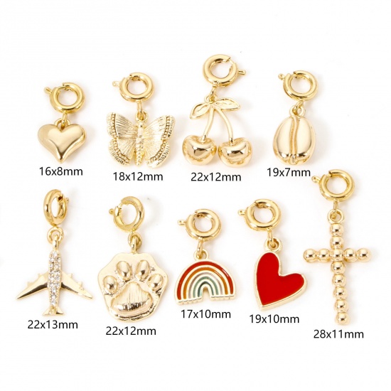 1 Piece Eco-friendly Brass Charms 18K Real Gold Plated With Spring Ring Clasp の画像