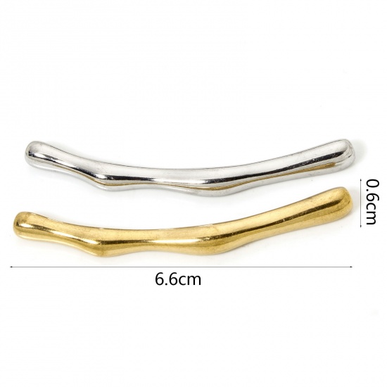 Picture of Eco-friendly 304 Stainless Steel Beads For DIY Jewelry Making Curved Tube Multicolor 6.6cm x 0.6cm, Hole: Approx 1.8mm