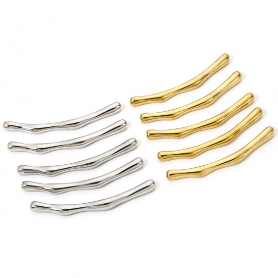 Picture of Eco-friendly 304 Stainless Steel Beads For DIY Jewelry Making Curved Tube Multicolor 6.6cm x 0.6cm, Hole: Approx 1.8mm