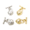 2 Sets Brass Toggle Clasps Heart Lock Multicolor Acrylic Imitation Pearl 13mm x 9mm の画像