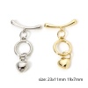 2 Sets Brass Toggle Clasps Round Heart Multicolor 23mm x 11mm の画像