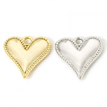 2 Pz Ottone San Valentino Ciondoli Cuore Multicolore 14mm x 14mm