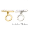 2 Sets Brass Toggle Clasps Round Multicolor Acrylic Imitation Pearl 14.5mm x 12mm の画像