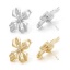 Immagine di 2 Pz Ecologico Ottone Orecchino a Bottone per Orecchio con Accessori per Connettori ad Anello Vero Oro Placcato Fiore Trasparente Cubic Zirconiae 23.5mm x 23mm