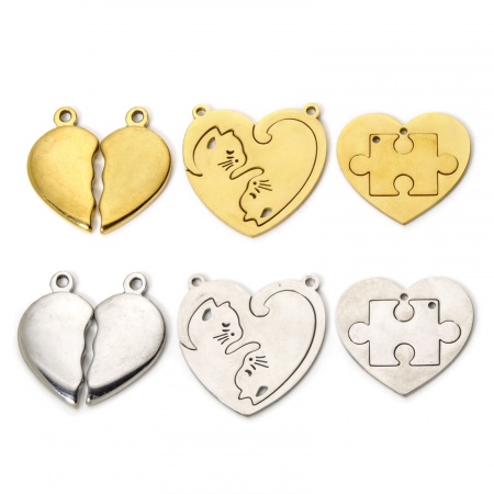 1 Set ( 2 Stück/Set) 304 Edelstahl Charms Herz