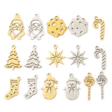 3 PCs 304 Stainless Steel Christmas Charms Hollow