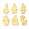 2 PCs Vacuum Plating 304 Stainless Steel Christmas Charms 18K Gold Plated Double-sided Polishing の画像