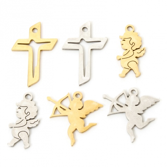 3 PCs 304 Stainless Steel Religious Charms Hollow の画像