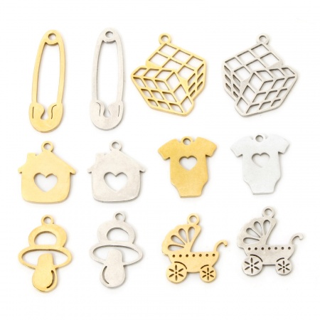 304 Stainless Steel Charms Rubik's Cube/ Magic Cube Pacifier Hollow