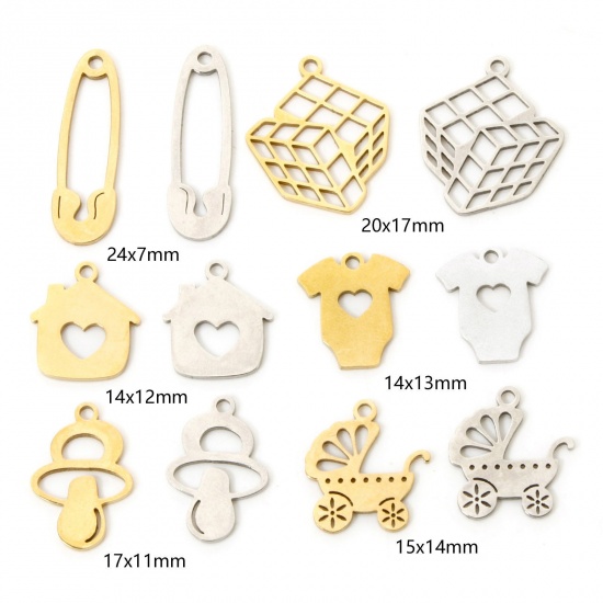 Picture of 304 Stainless Steel Charms Rubik's Cube/ Magic Cube Pacifier Hollow