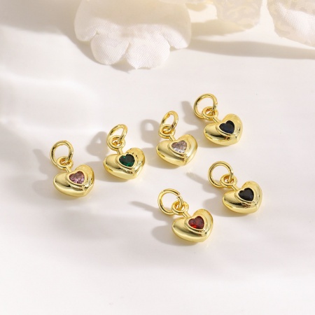 2 Pz Ottone San Valentino Ciondoli Cuore Placcato Oro 18K 13mm x 8mm