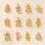 1 Piece Brass Charm Pendant 18K Gold Plated Bear Animal Micro Pave Clear Cubic Zirconia の画像