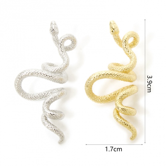 Picture of 2 PCs Brass Pendants Multicolor Snake Animal 3D 3.9cm x 1.7cm