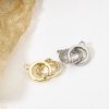 Image de 2 PCs Brass Micro Pave Connectors Charms Pendants Double Rings Multicolor Clear Cubic Zirconia 18mm x 9mm