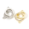 Image de 2 PCs Brass Micro Pave Connectors Charms Pendants Double Rings Multicolor Clear Cubic Zirconia 18mm x 9mm