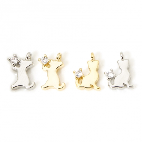 2 PCs Brass Charms Multicolor Clear Cubic Zirconia の画像