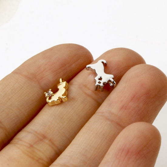 2 PCs Brass Charms Multicolor Clear Cubic Zirconia の画像