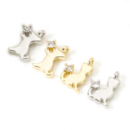 2 PCs Brass Charms Multicolor Clear Cubic Zirconia の画像