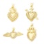 Immagine di 2 Pz Ottone Religione Ciondoli Pendenti Vero Oro Placcato Ex Voto Cuore Micro Spianare Trasparente Cubic Zirconiae