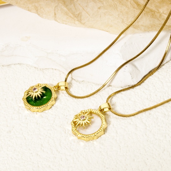 2 PCs Brass Galaxy Charm Pendant 18K Gold Plated Sun Star With Resin Cabochons 21mm x 15mm の画像