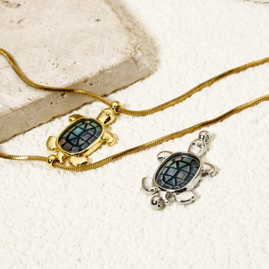 Imagen de 2 Unidades Latón & Resina Joyería del océano Conectores Dijes Colgantes Tortuga Marina Multicolor 21mm x 13mm