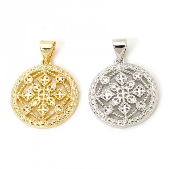 Picture of 1 Piece Brass Style Of Royal Court Character Charm Pendant Multicolor Round Filigree