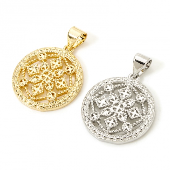 Picture of 1 Piece Brass Style Of Royal Court Character Charm Pendant Multicolor Round Filigree