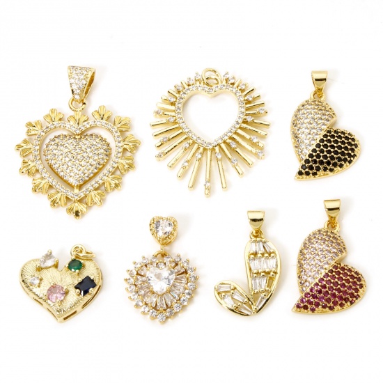 1 Piece Valentine's Day Charms 18K Gold Plated Heart の画像