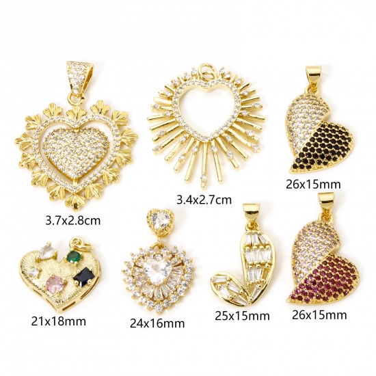 1 Piece Valentine's Day Charms 18K Gold Plated Heart の画像