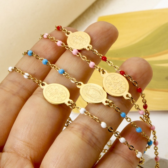 Immagine di 1 Piece 304 Stainless Steel Bracelets Cross Virgin Mary