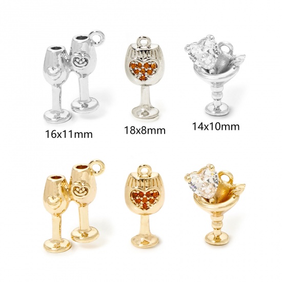 Picture of Eco-friendly Brass Charms Real Gold Plated Wine Glass 3D