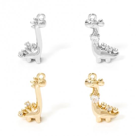 Immagine di 2 PCs Eco-friendly Brass Charms Real Gold Plated Dinosaur Animal 3D