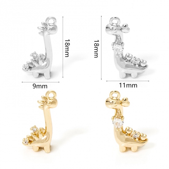 Immagine di 2 PCs Eco-friendly Brass Charms Real Gold Plated Dinosaur Animal 3D