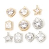 Picture of Eco-friendly Brass Geometric Charms Real Gold Plated Micro Pave Clear Cubic Zirconia Clear Rhinestone