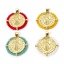 Immagine di 1 Piece Brass & Glass Religious Charm Pendant 18K Gold Plated St. Benedict Medal Double Sided 29mm x 25mm