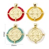 Picture of Brass & Glass Religious Disc Charm Pendant 18K Gold Plated St. Benedict Medal Double Sided 29mm x 25mm