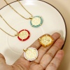 Picture of Brass & Glass Religious Disc Charm Pendant 18K Gold Plated St. Benedict Medal Double Sided 29mm x 25mm