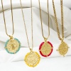 Picture of Brass & Glass Religious Disc Charm Pendant 18K Gold Plated St. Benedict Medal Double Sided 29mm x 25mm