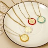 Picture of Brass & Glass Religious Disc Charm Pendant 18K Gold Plated St. Benedict Medal Double Sided 29mm x 25mm