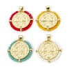Picture of Brass & Glass Religious Disc Charm Pendant 18K Gold Plated St. Benedict Medal Double Sided 29mm x 25mm