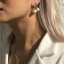 Immagine di 1 Paio Semplice Multicolore Acciaio Inossidabile Imitata Perla Orecchino Per Donne 3cm x 1.7cm