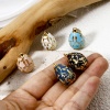 Picture of Brass Easter Day Charms 18K Gold Plated Egg Flower Vine Enamel Clear Cubic Zirconia 28mm x 15.5mm
