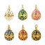 Immagine di 1 Pz Ottone Pasqua Ciondoli Uova Placcato Oro 18K Intagliato Smalto 26mm x 15.5mm