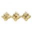 Image de 1 Pièce Breloques en 304 Acier Inoxydable Revêtement sous Vide PVD Respectueux de l'Environnement Collection Végétale Losange Plaqué Or Véritable 14K Fleurs 3D à Strass Coloré 26mm x 24mm