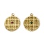 Picture of Eco-friendly PVD Vacuum Plating 304 Stainless Steel Disc Charms 14K Real Gold Plated Biscuit Multicolor Rhinestone 19mm x 16mm
