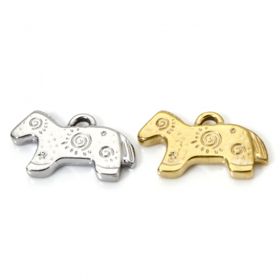 Imagen de 2 Unidades Recubrimiento al Vacío PVD Ecológico 304 Acero Inoxidable Colgantes Caballo Multicolor Espiras 18.5mm x 11mm