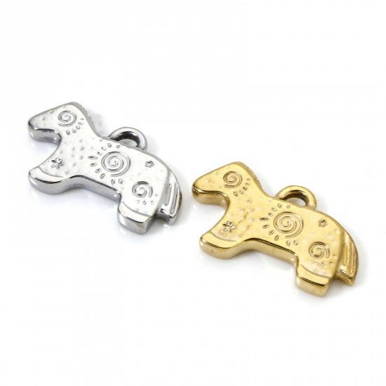 Imagen de 2 Unidades Recubrimiento al Vacío PVD Ecológico 304 Acero Inoxidable Colgantes Caballo Multicolor Espiras 18.5mm x 11mm