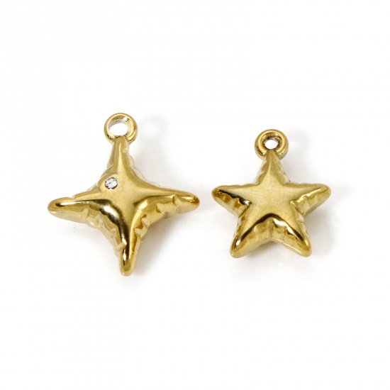 Picture of Eco-friendly PVD Vacuum Plating 304 Stainless Steel Galaxy Charms 18K Real Gold Plated Star 3D